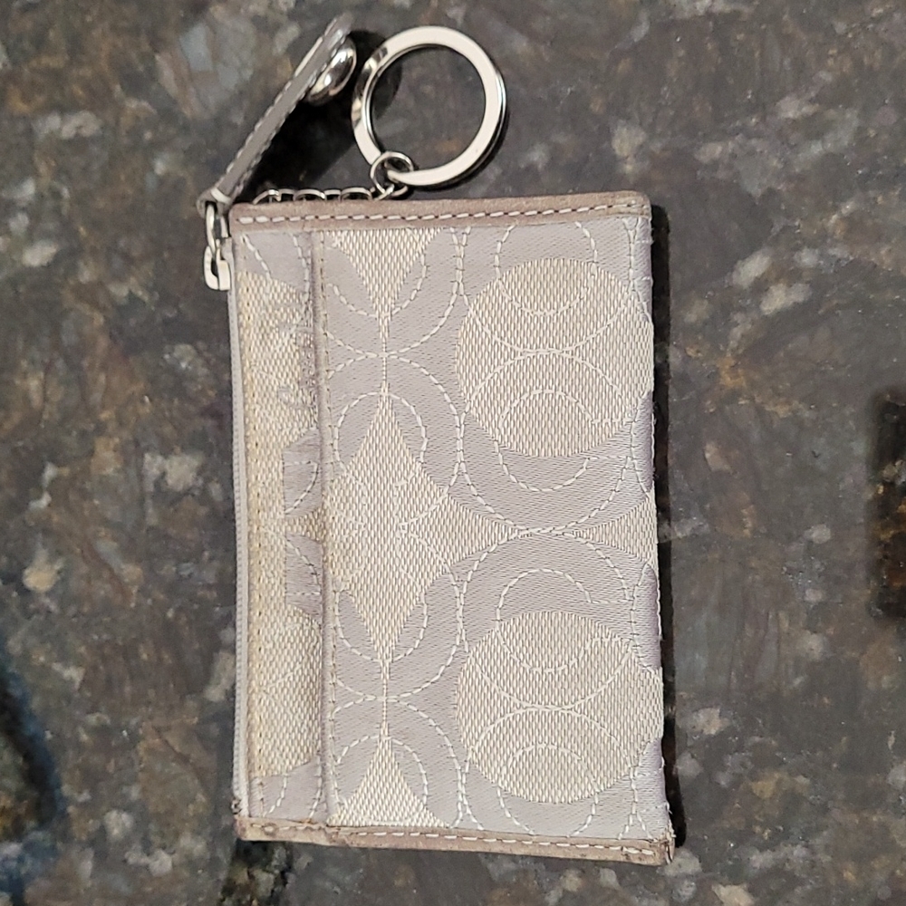 Small Silver Coach Key Chain Wallet